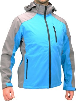 YATO Куртка робоча SOFTSHELL з прикріпн капюшоном YATO розм S, синьо-сіра, 3 кишені, 96% поліес і 4%