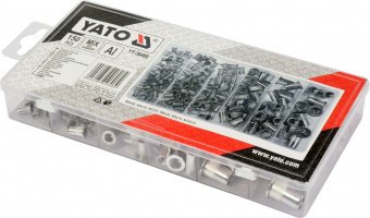 YATO Нітогайки алюмінієві YATO з різними розмірами М3-М10, 150 шт. в футлярі  | YT-36460