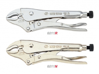 KING TONY Зажим с фиксатором L=254 мм закругл., никель | 6011-10