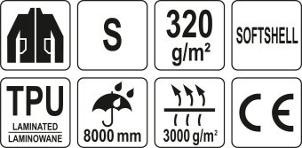 YATO Куртка робоча SOFTSHELL YATO розмір S, чорно-темно-сіра, 3 кишені, 96% поліестер і 4% спандекс 