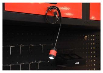 YATO Лампа світлодіодна YATO : 3.7 В Li-Po 1.5 Агод, 3 Вт, 100 lm, гнучкий тримач з магнітом  | YT-0