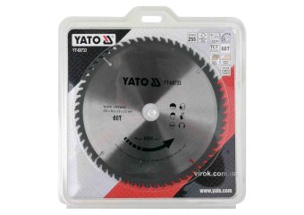YATO Диск пиляльний победітовий по дереву YATO: 255x30x3.0x2.0 мм, 60 зубців, R.P.M до 6000 1/хв  | 