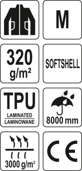 YATO Куртка робоча SOFTSHELL з прикріпн капюшоном YATO розм M, синьо-сіра, 3 кишені, 96% поліес і 4%