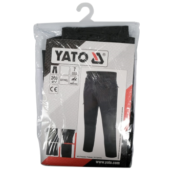 YATO Штани робочі для літнього сезону, чорні YATO, розмір L; 7 кишень, 94%- поліестер, 6%-еластан  |