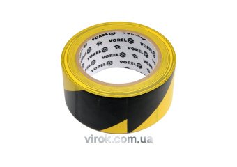 VOREL Стрічка сигнальна самоклеюча 48мм x 33 м. жовто-сіра, ПВХ  | 75231