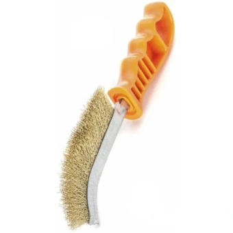 Щетка ручная универсальная 260х135х28 мм, латун. проволока 0.30 мм, пластиковая ручка LESSMANN