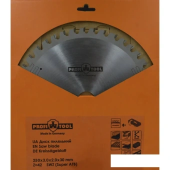 Диск пильный универсальный 250х3.0х2.0х30 мм, Z=42, зуб S-WZ (Super-ATB),  PROFITOOL
