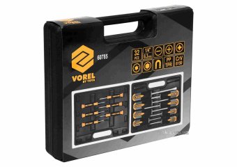 VOREL Набір викруток і викруткових насадок : Cr-V, 32 шт у футлярі  | 60785