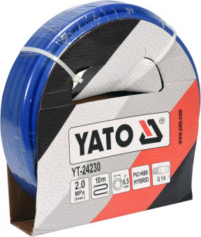 YATO Шланг пневматичний гібридний (ПВХ+БНК) YATO: Ø6.5 мм x10 м, Ø=1/4", тиск ≤ 2 MPa, різьбов з'єдн