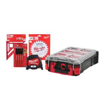 MILWAUKEE Промо набір для обробки дерева 8 предметів + Packout