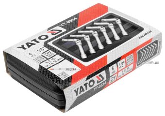 YATO Ключі торцеві для свічок накалу YATO : 3/8", 8-16 мм, на шарнірі, Cr-V, 6 шт + кейс  | YT-0534