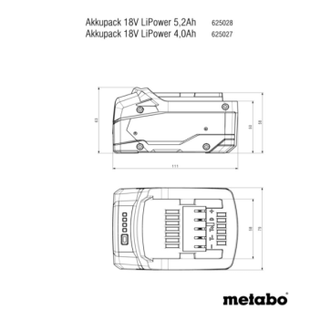 Акумулятор Metabo Li-Power (18 В, 5.2 А*год, Li-Ion) (625028000)