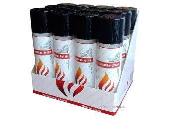 Балон газовий для запальничок VIROK 150g/250ml.  1-разовий (4 перехідників на кришці) [12 шт/уп]