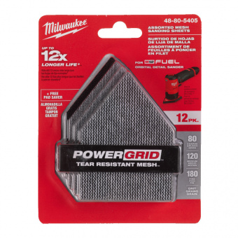 MILWAUKEE Набор шлиф. бумаги 67х92 (Зерно 4х80, 4х120, 4х180) + подложка (1 шт), исключительно для M