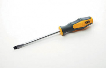 Отвертка шлицевая обрезиненная рукоятка СrV SL8x150мм (плоская) (двухкомпонентная) СИЛА