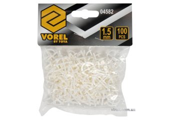 VOREL Хрестики дистанційні багаторазові для плитки : тип U, 1,5 мм. 100 (Уп/Шт.)  | 04582