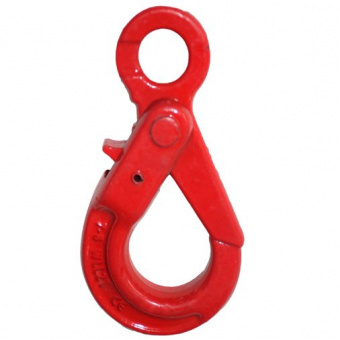 Крюк крановый G80 с проушиной и защелкой, грузоподьемность 15 т, цепь 22 мм.