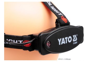 YATO Ліхтар діодний 3 Вт водонепроникний YATO на чоло на батарейки 3х ААА, 3 режими світла,  | YT-08