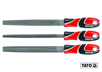 YATO Напильники по металу YATO : квадратний, напівкруглий, трикутний, L= 250 мм, #2, набір, 3 шт  | 