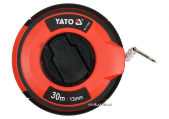 YATO Рулетка вимірювальна сталева YATO : L= 30 м, b= 13 мм, ручне змотування, закритий корпус  | YT-