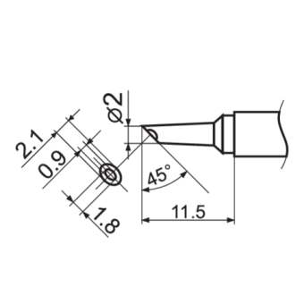Наконечник для точкової пайки з вклад грілкою YATO заг. l= 150мм, наконеч 11,5х2,1х2 мм тип T12-BCМ2