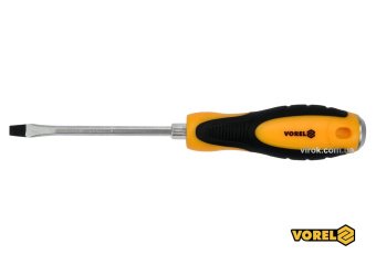 VOREL Викрутка плоска ударна з 6-гранним стержнем : SL5 х 100 мм, HRC 38-46, Cr-V  | 62161