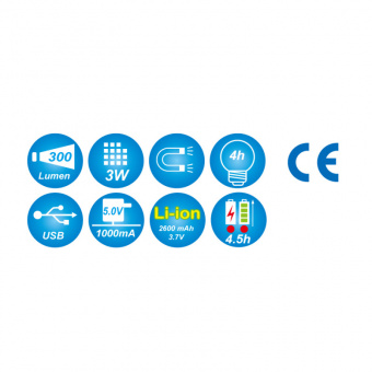 KING TONY Фонарь светодиодный 3W COB + 5 LED | 9TA27A