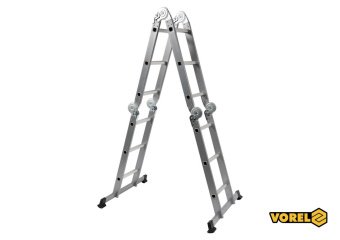 VOREL Драбина розкладна : 4 секції x 3 сходини, h=3.4 м, 94х35х27 см, алюміній+сталь  | 17704