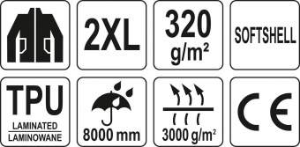 YATO Куртка робоча SOFTSHELL YATO розмір XXL, чорно-сіра, 3 кишені, 96% поліестер і 4% спандекс  | Y