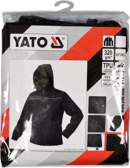 YATO Куртка робоча SOFTSHELL з прикріпн капюшоном YATO розм S, чорна, 3 кишені, 96% поліест і 4% спа