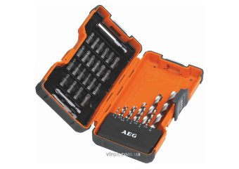 Набір свердл по металу і насадок викруткових AEG Power:  24 шт. HSS-G Ø= 2-10 мм, 35 шт в футлярі