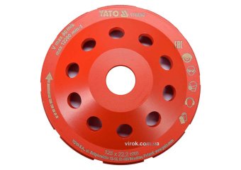 YATO Диск шліфувальний алмазний YATO : 125 х 22.2 мм, 12200 об/хв, M14  | YT-60322