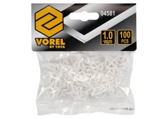 VOREL Хрестики дистанційні багаторазові для плитки : тип U, 1 мм. 100 (Уп/Шт.)  | 04581