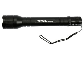 YATO Ліхтар світлодіодний (XPL CREE) YATO, Р=10Вт, Ф=1000 lm; живлен- 4 х R14 батар. Ø=46 мм x254 мм