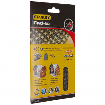 STANLEY Сетка шлифовальная , 100х165 мм, 3 листа, зернистость 80 мкм