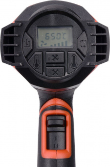 YATO Фен технічний мережевий YATO: 1.6 кВт, 50-650°C, 250-500л/хв, 2 режими, регулятор тем-ри+5насад