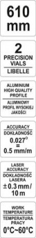 YATO Рівень електронний YATO: L= 610мм. 2 капсули, лазерний промінь, дисплей (3mm/10m), алюмінієвий 