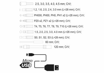 YATO Викрутка акумул. з набором біт YATO : Li-Ion 3.6В 450 мАгод, LED-підсвітка, HEX-1/4", CrV, 39шт