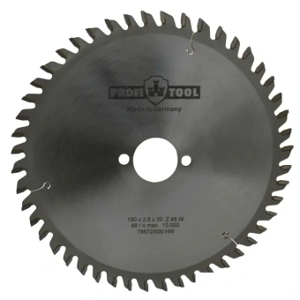 Диск пильный по дереву 190х2.8х1.8х30 мм, Z=48, зуб W (ATB), продольный+поперечный рез PROFITOOL