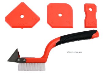 YATO Шпатель для силікону і щітка YATO : металевий скребок, Набір 4 Од.  | YT-52621