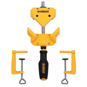 DeWALT Струбцина кутова, великого зусилля, 57мм, глибина 30мм + 2 струбцини для кріплення до столу.