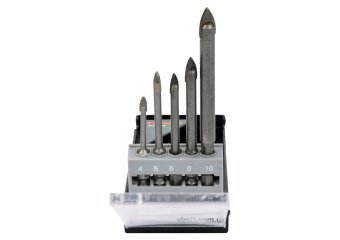 STHOR Набір свердл по склу і кераміці : Ø= 4, 5, 6, 8, 10 мм, YG6X, HEX-1/4", 5 шт  | 21709
