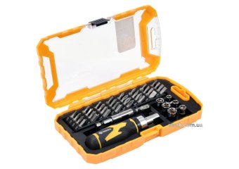 VOREL Викрутка реверсивна : Набір насадок, торцевих головок квадрат 1/4", магн. тричач 41 Елем. | 64