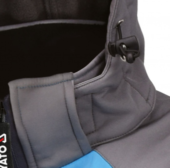 YATO Куртка робоча SOFTSHELL з прикріпн капюшоном YATO розм M, синьо-сіра, 3 кишені, 96% поліес і 4%