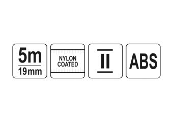 YATO Рулетка YATO : L= 5 м x 19 мм, з сталевою стрічкою, нейлоновим покриттям  | YT-71071