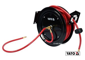YATO Шланг пневматичний ПВХ на бобіні YATO з швидкоз'єдн. наконеч-ми 1/4" Ø=9.5мм, тиск- 20Bar, l=15