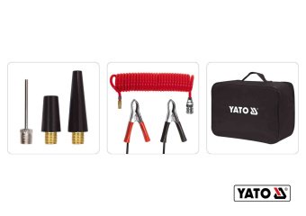 YATO Компресор автомобільний YATO: 12В, 250Вт, тиск- МПа, 60л/хв, шланг- 5м, кабель- 3м + ліхтар LED