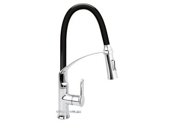 FALA Змішувач води "FLEXIBLE-2" для раковини з гнучкою чорною лійкою, регулюв. потоку води, l=60 см 