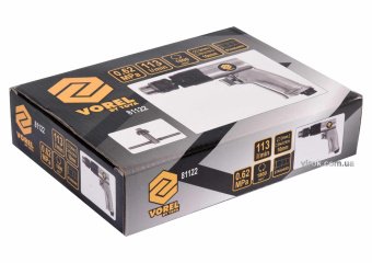 VOREL Дриль пневматичний : 1/4", патрон Ø=10 мм, 1800 об/хв, P= 0.62 МПа, 113 л/хв  | 81122