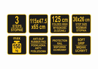 Драбина розкладна металева VOREL : 3 сходинки 36х26 см з антиковзальною прокладкою 115х47х65 см [2]